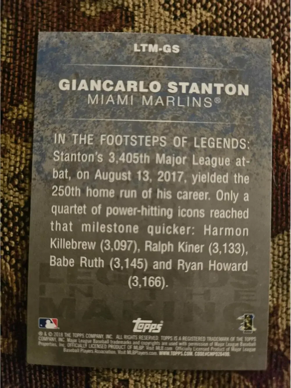 Giancarlo Stanton - 2018 Topps Update Legends in the Making #LITM-GS - RAW Mint